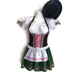 German beer girl costume dress hat Octoberfest M